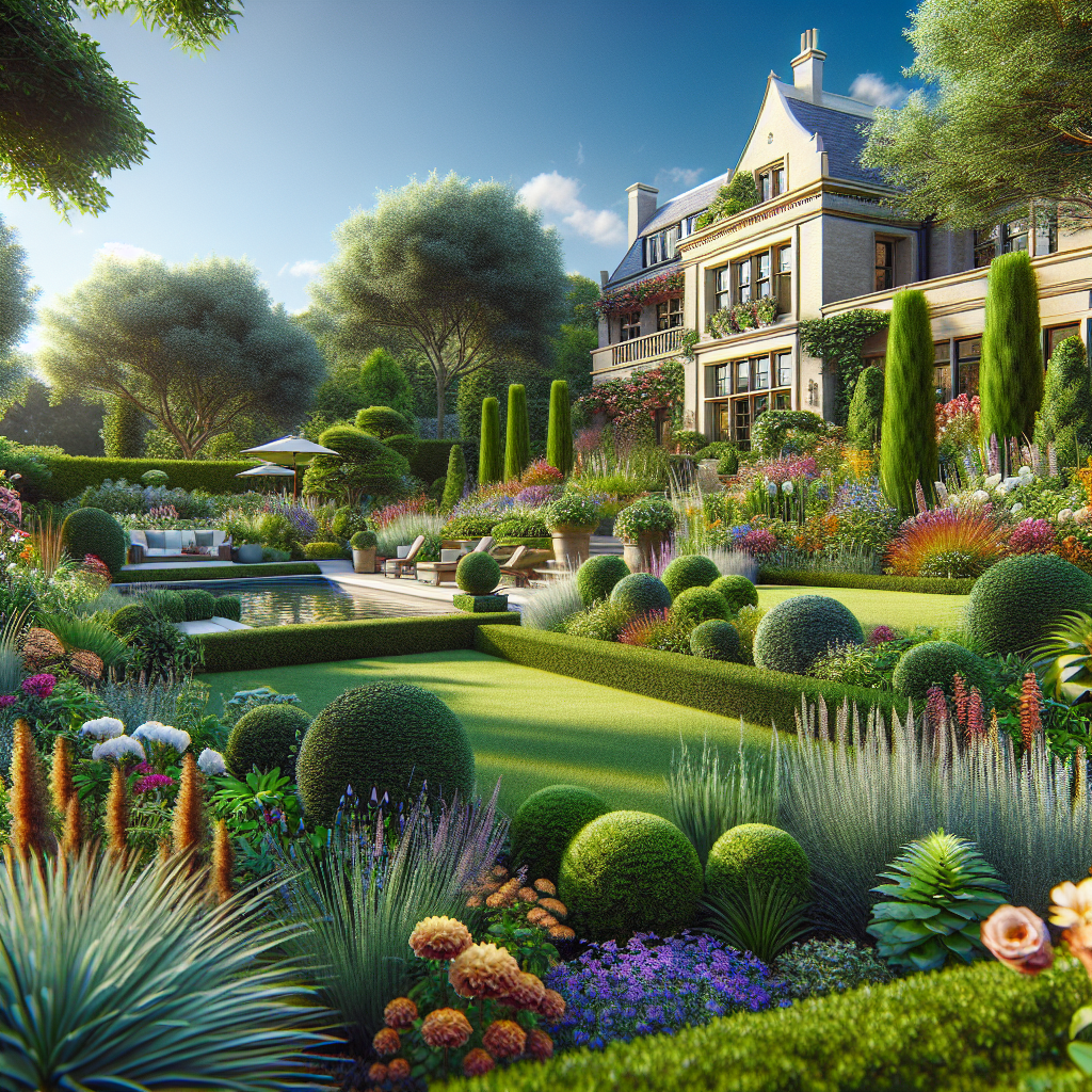 Stunning residential garden landscape with professional design and premium landscaping