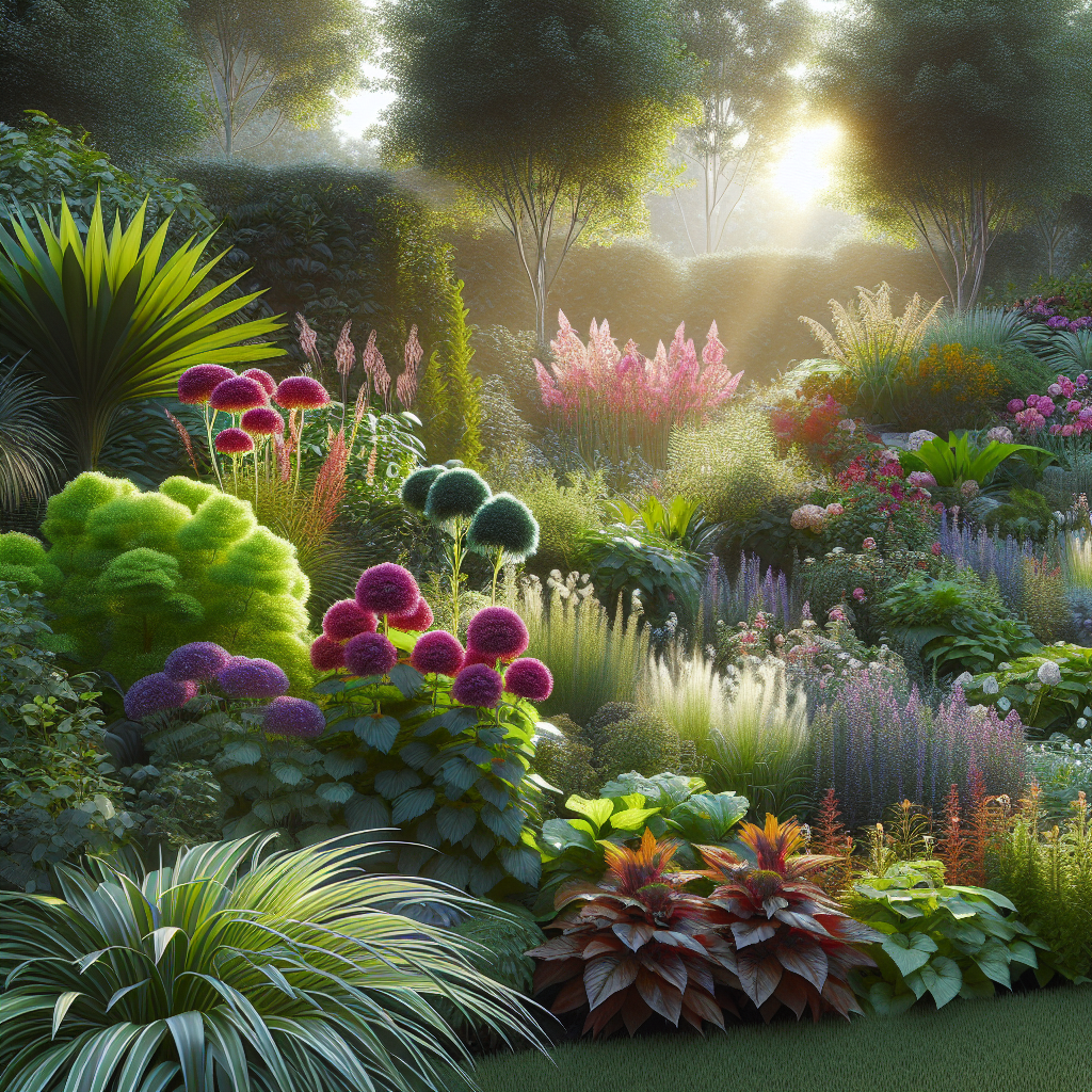 Magazine-quality garden with diverse plant varieties and beautiful seasonal flowers